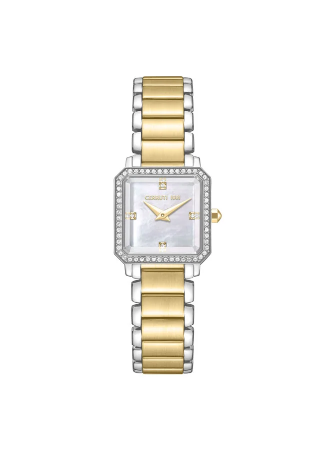 Perugia Silver Gold Plated Stainless Steel Bracelet Analog Watch for Women, 22mm